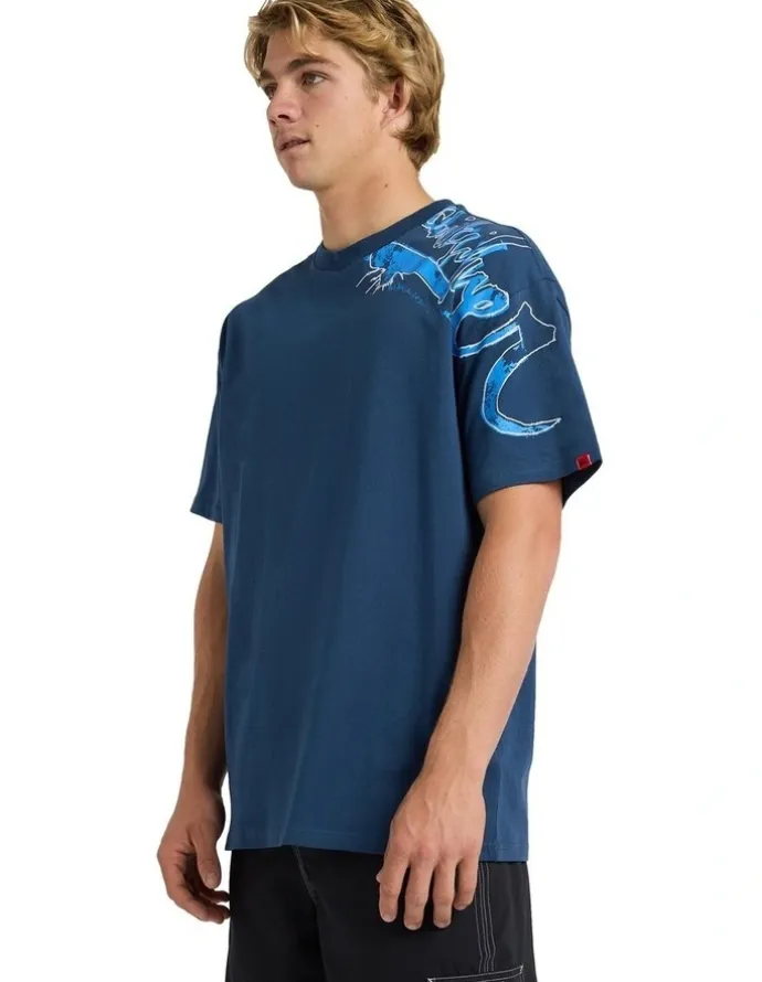 Quiksilver YG Scrawled Oversized T-Shirt Dark Denim