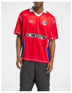 Reebok Obey Jersey Tops In Vector Red