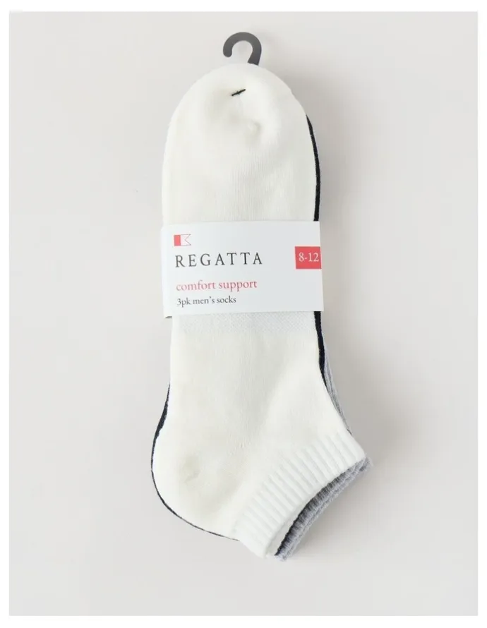 Regatta 3 Pack Low Cut Sport Socks in Ivory, Navy, and Grey