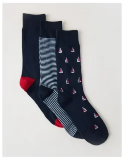 Regatta 3 Pack Nautical Soft Top Socks