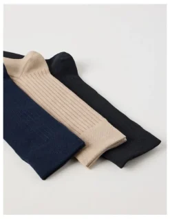 Regatta 3 Pack Soft Top Rib Socks in Black, Sand, and Denim