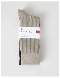 Regatta 3 Pack Soft Top Rib Socks in Cobblestone, Forest, and Burgundy