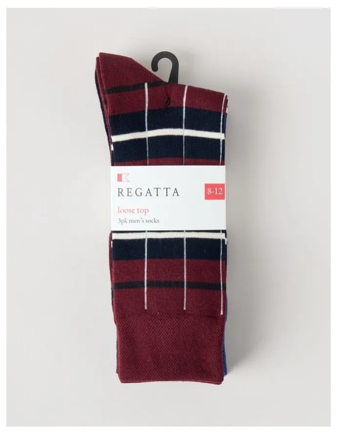 Regatta 3 Pack Stripes Soft Top Socks