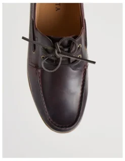 Regatta Harbor Leather Boat Shoe in Dark Brown