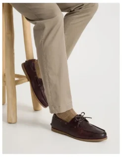 Regatta Harbor Leather Boat Shoe in Dark Brown