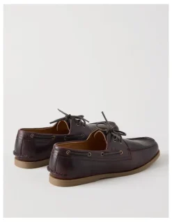 Regatta Harbor Leather Boat Shoe in Dark Brown