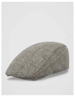 Regatta Herringbone Plaid Driving Cap Hat Grey