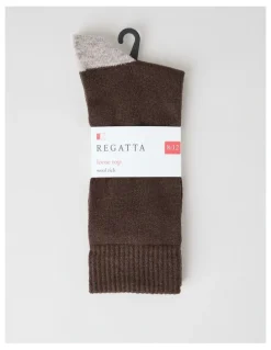 Regatta Merino Wool Boot Socks in Expresso and Taupe Marle
