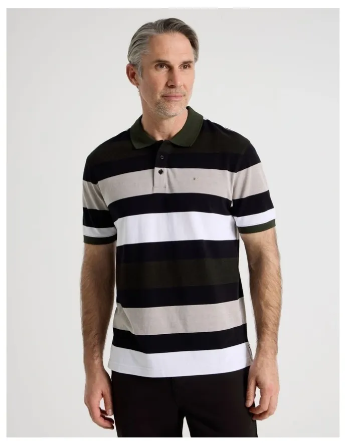 Regatta Birdseye Multi Stripe Polo in Khaki