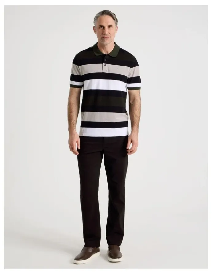 Regatta Birdseye Multi Stripe Polo in Khaki