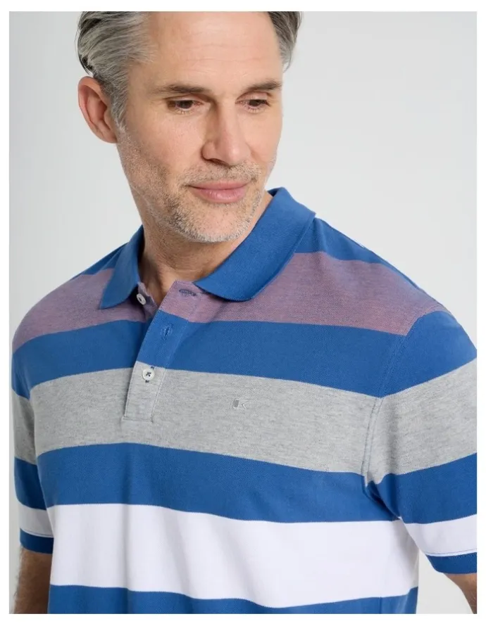 Regatta Birdseye Multi Stripe Polo in Coral