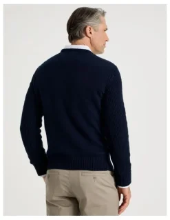 Regatta Crew Neck Cable Knit in Navy