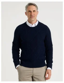 Regatta Crew Neck Cable Knit in Navy
