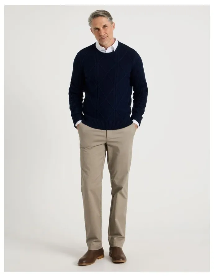 Regatta Crew Neck Cable Knit in Navy