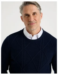 Regatta Crew Neck Cable Knit in Navy