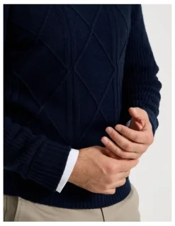 Regatta Crew Neck Cable Knit in Navy