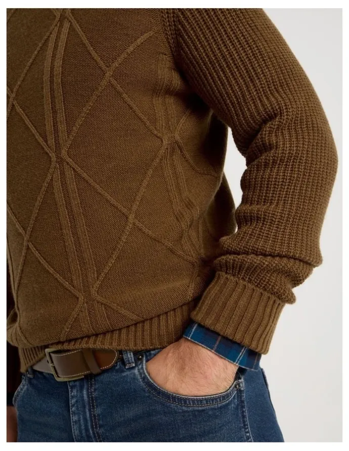 Regatta Crew Neck Cable Knit in Camel
