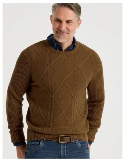 Regatta Crew Neck Cable Knit in Camel