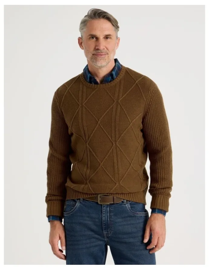 Regatta Crew Neck Cable Knit in Camel