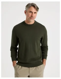 Regatta Crew Neck Cotton Cashmere Blend Knit in Khaki
