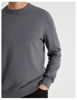Regatta Crew Neck Cotton Cashmere Blend Knit in Grey