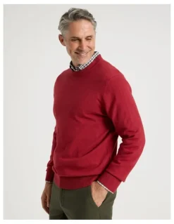 Regatta Crew Neck Cotton Cashmere Blend Knit in Red