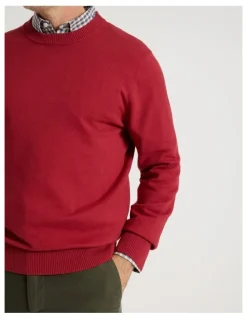 Regatta Crew Neck Cotton Cashmere Blend Knit in Red