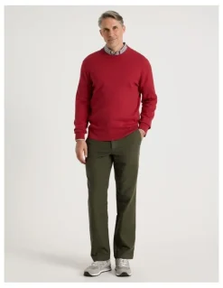 Regatta Crew Neck Cotton Cashmere Blend Knit in Red
