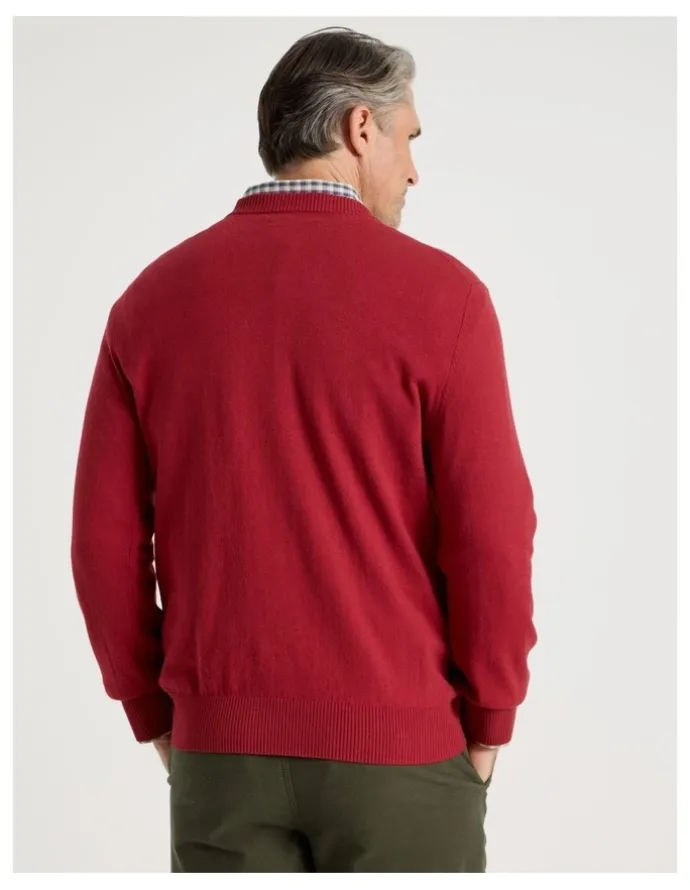 Regatta Crew Neck Cotton Cashmere Blend Knit in Red