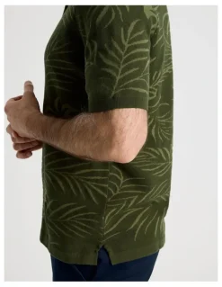 Regatta Jacquard Polo in Khaki Leaf Knit