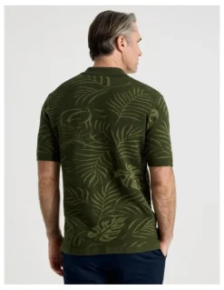 Regatta Jacquard Polo in Khaki Leaf Knit