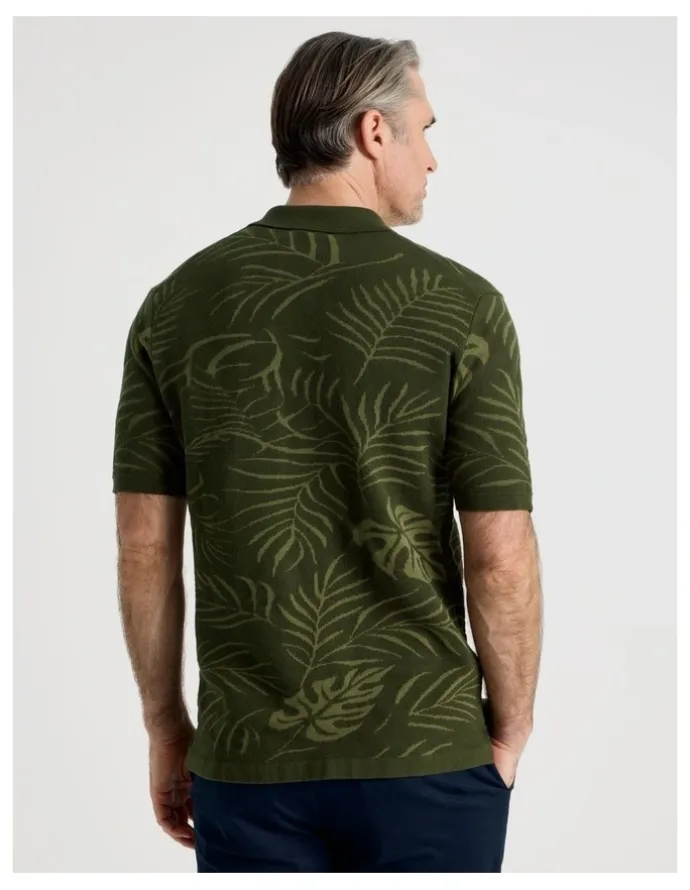 Regatta Jacquard Polo in Khaki Leaf Knit