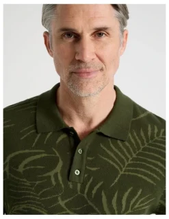 Regatta Jacquard Polo in Khaki Leaf Knit