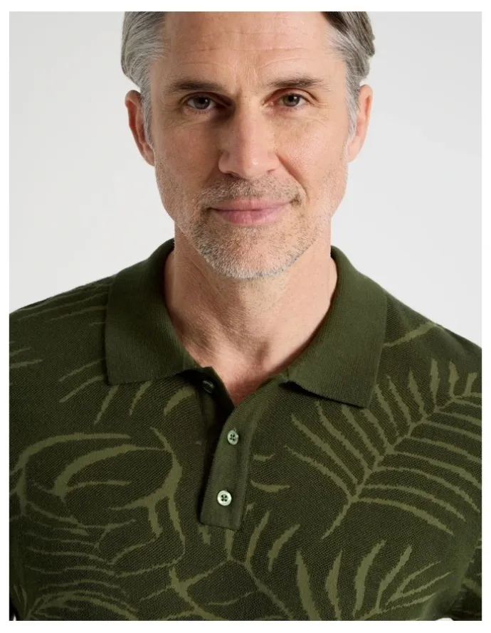 Regatta Jacquard Polo in Khaki Leaf Knit