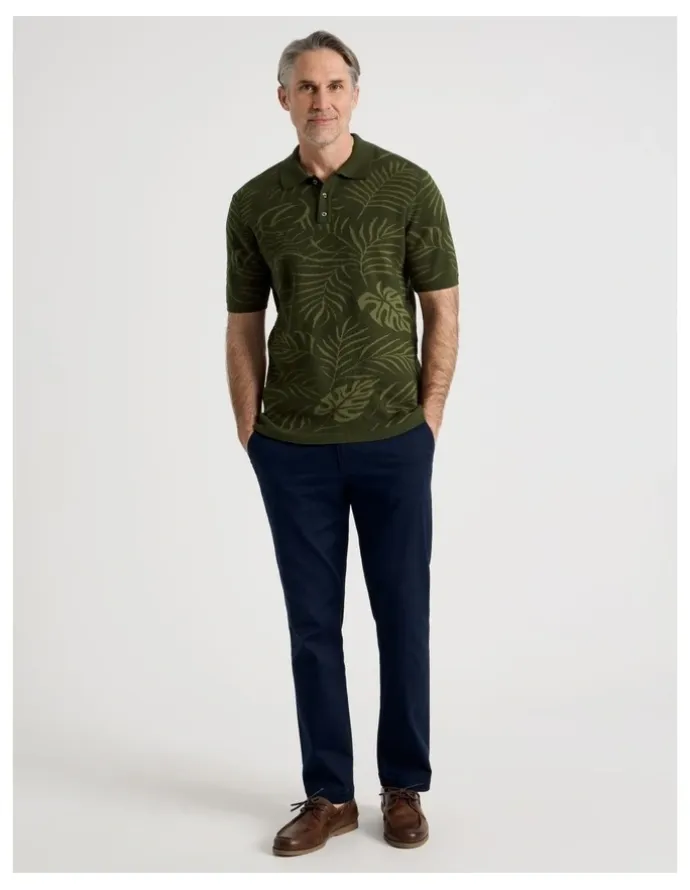 Regatta Jacquard Polo in Khaki Leaf Knit