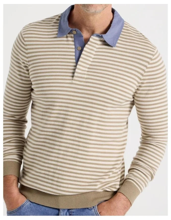 Regatta Knitted Rugby Polo in Taupe