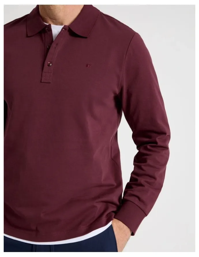 Regatta Long Sleeve Pique Polo in Burgundy