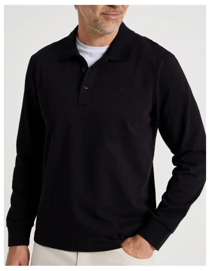Regatta Long Sleeve Piqu Polo in Black