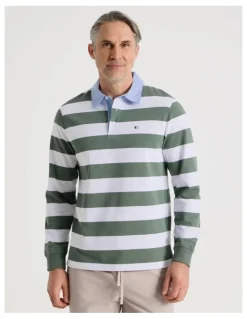 Regatta Long Sleeve Rugby Polo in Sage Stripe