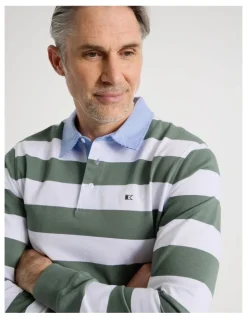Regatta Long Sleeve Rugby Polo in Sage Stripe