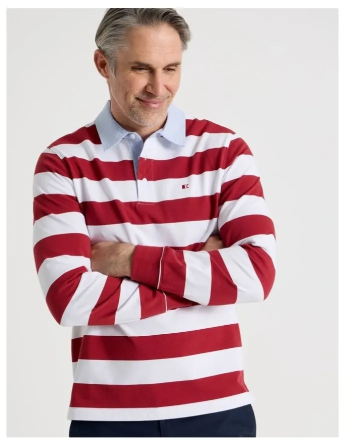 Regatta Long Sleeve Rugby Polo in Red Stripe