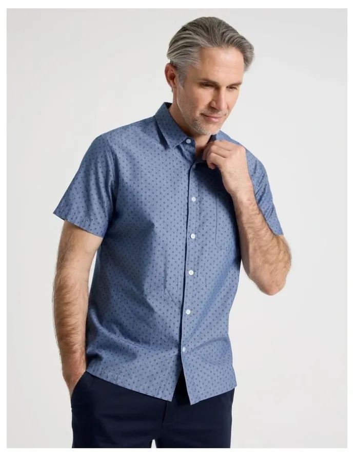Regatta Micro Print Short Sleeve Shirt in Light Blue