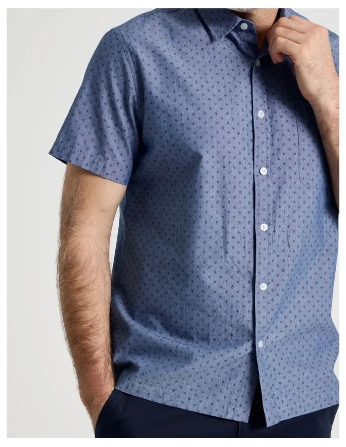 Regatta Micro Print Short Sleeve Shirt in Light Blue