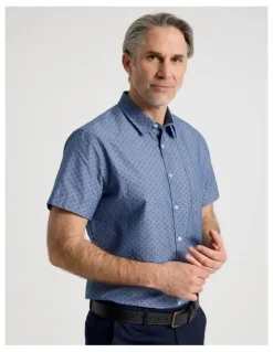 Regatta Micro Print Short Sleeve Shirt in Light Blue