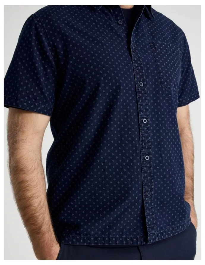 Regatta Micro Print Short Sleeve Shirt in Navy