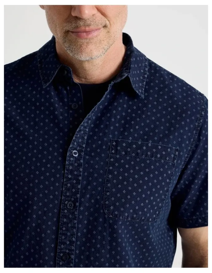 Regatta Micro Print Short Sleeve Shirt in Navy