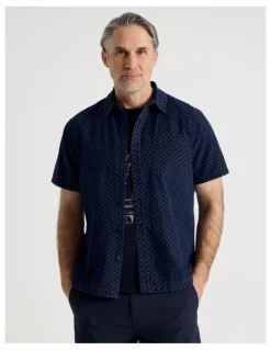 Regatta Micro Print Short Sleeve Shirt in Navy