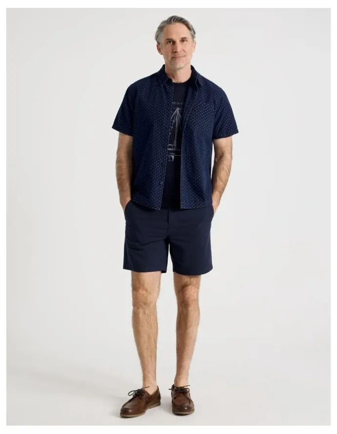 Regatta Micro Print Short Sleeve Shirt in Navy