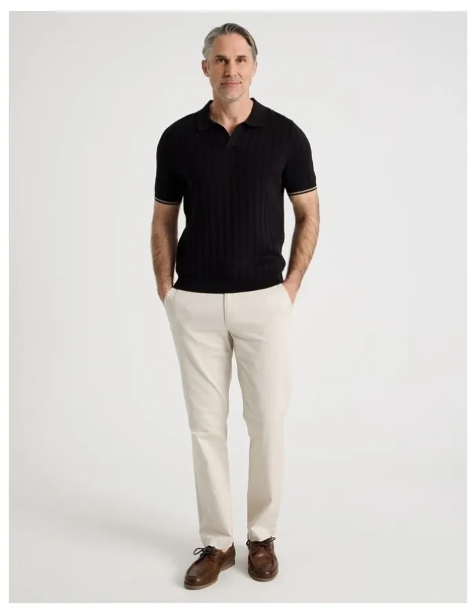 Regatta Open Collar Cable Knit Polo in Black