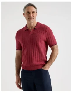 Regatta Open Collar Cable Knit Polo in Red